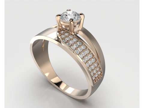 Cincin perhiasan yang dapat dicetak dengan batu 5mm 05ct- STL siap dicetak Model 3D