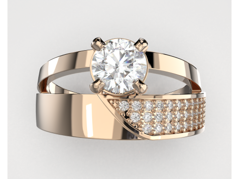 Printable jewelry ring with stone 5mm 05ct- STL ready to print 3Dモデル
