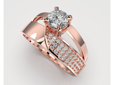 Printable jewelry ring with stone 5mm 05ct- STL ready to print 3Dモデル