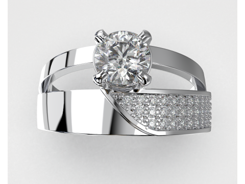 Printable jewelry ring with stone 5mm 05ct- STL ready to print 3Dモデル