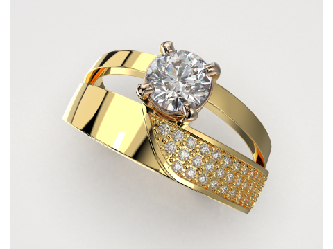Printable jewelry ring with stone 5mm 05ct- STL ready to print 3Dモデル