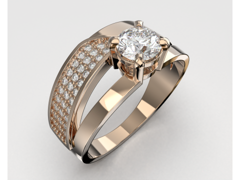 Printable jewelry ring with stone 5mm 05ct- STL ready to print 3Dモデル