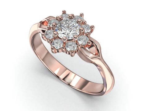 Printable jewelry ring with stone 4mm 025ct- STL ready to print Modèle 3D
