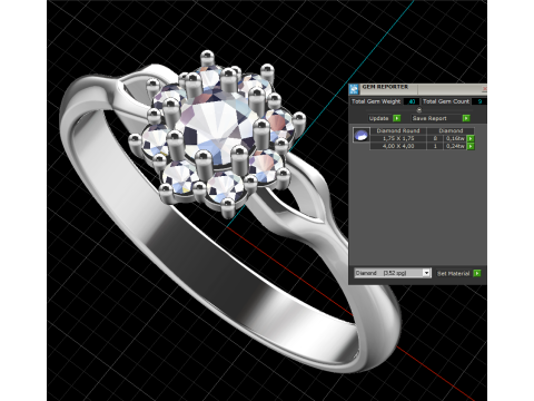 Printable jewelry ring with stone 4mm 025ct- STL ready to print Modèle 3D