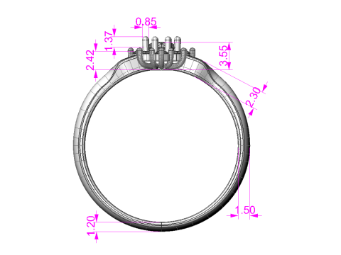 Printable jewelry ring with stone 4mm 025ct- STL ready to print Modèle 3D
