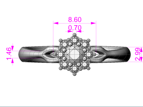 Printable jewelry ring with stone 4mm 025ct- STL ready to print Modèle 3D