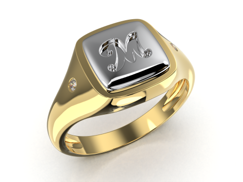Jewelry Signet Ring letter M - Printable STL 3D मॉडल