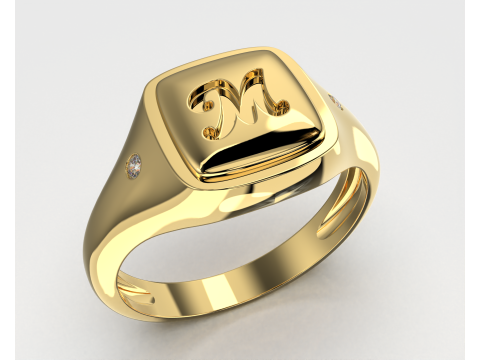 Jewelry Signet Ring letter M - Printable STL 3D मॉडल