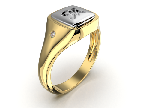 Jewelry Signet Ring letter M - Printable STL 3D मॉडल