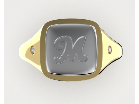 Jewelry Signet Ring letter M - Printable STL 3D मॉडल