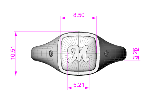 Jewelry Signet Ring letter M - Printable STL 3D मॉडल