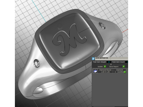 Jewelry Signet Ring letter M - Printable STL 3D मॉडल