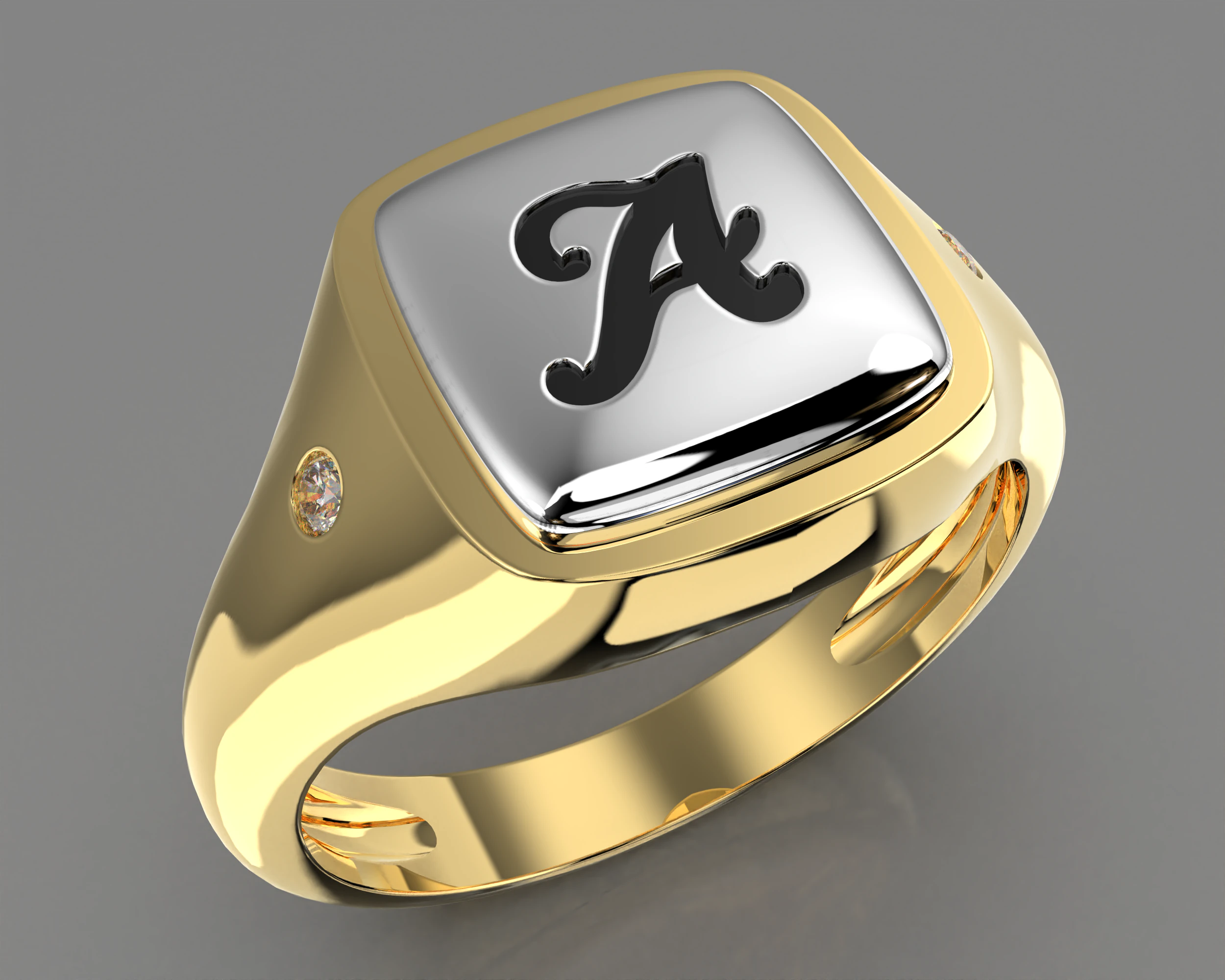 Jewelry Signet Ring letter A - Printable STL 3D Model .c4d .max .obj .3ds .fbx .stl .blend 