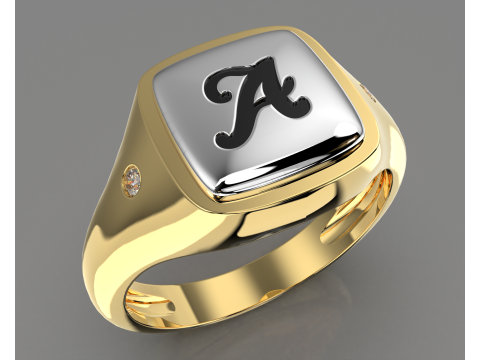 Jewelry Signet Ring letter A - Printable STL 3D Model