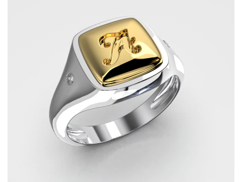 Jewelry Signet Ring letter A - Printable STL 3D Model
