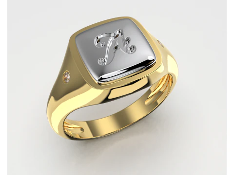 Jewelry Signet Ring letter A - Printable STL 3D Model