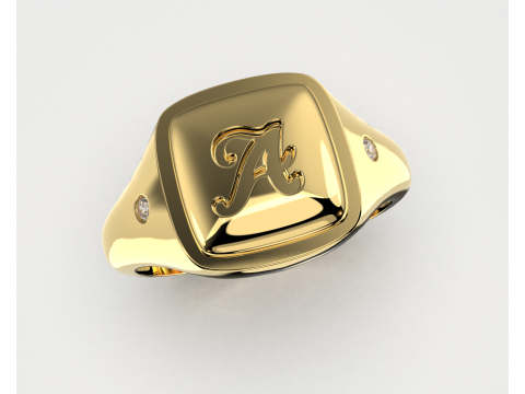 Jewelry Signet Ring letter A - Printable STL 3D-Modell
