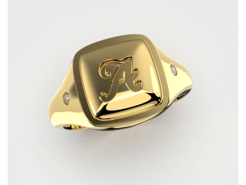 Jewelry Signet Ring letter A - Printable STL 3D Model