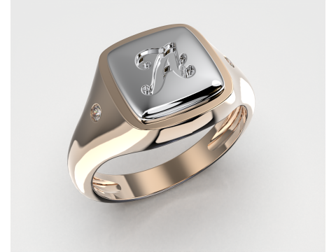 Jewelry Signet Ring letter A - Printable STL 3D-Modell