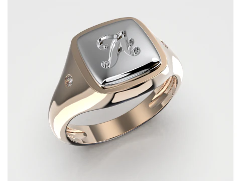 Jewelry Signet Ring letter A - Printable STL 3D Model