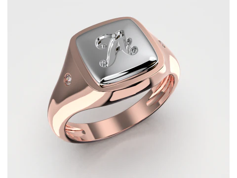 Jewelry Signet Ring letter A - Printable STL 3D Model