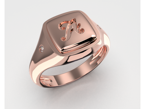 Jewelry Signet Ring letter A - Printable STL 3D-Modell