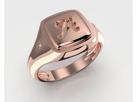Jewelry Signet Ring letter A - Printable STL 3D Model