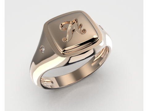 Jewelry Signet Ring letter A - Printable STL 3D-Modell