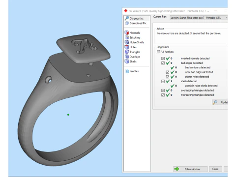 Jewelry Signet Ring letter A - Printable STL 3D Model