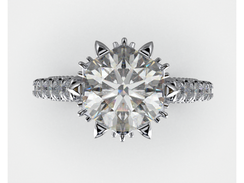 Printable jewelry engagement luxury victorian ring with middle stone 7mm - STL ready to print Model 3D