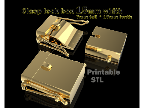 Jewelry CLASP Lock for chain or bracelet 15mm width tall 7mm STL ready for Print 3D प्रिंट मॉडल