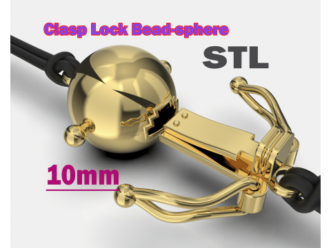 Jewelry CLASP Lock bead 10mm diameter STL ready for Print 3D 打印模型