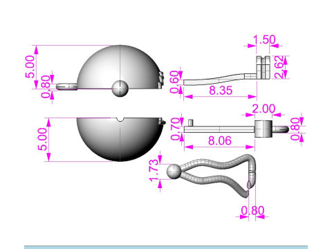 Jewelry CLASP Lock bead 10mm diameter STL ready for Print 3D Print Model