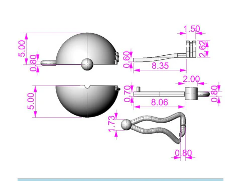 Jewelry CLASP Lock bead 10mm diameter STL ready for Print 3D Print Model