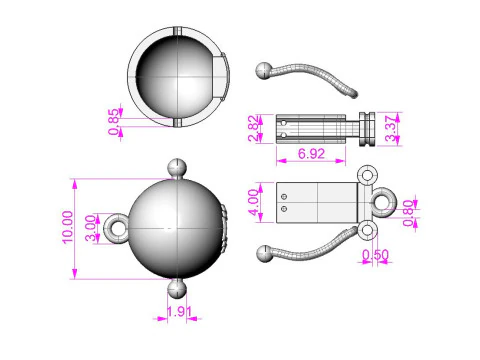 Jewelry CLASP Lock bead 10mm diameter STL ready for Print 3D Print Model