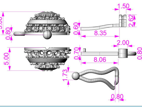 Jewelry CLASP Lock bead 10mm diameter STL ready for Print 3D Druckmodell