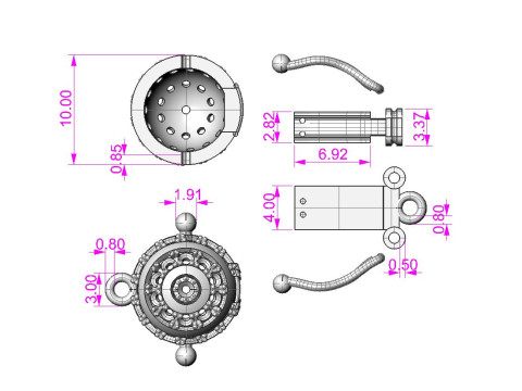Jewelry CLASP Lock bead 10mm diameter STL ready for Print 3D Druckmodell