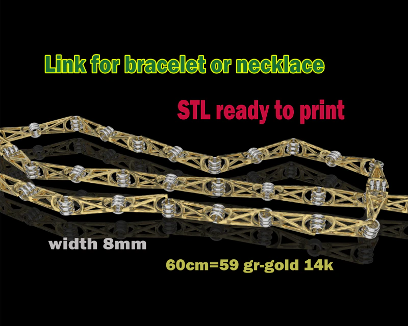 Ювелирное звено для цепочки или браслета шириной 8 мм STL готово к печати 3D Принт Модель .c4d .max .obj .3ds .fbx .stl .blend 