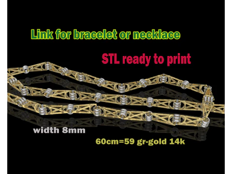 Linki jubilerskie do łańcuszka lub bransoletki o szerokości 8mm STL gotowe do druku Model do druku 3D