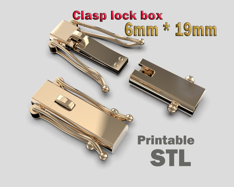 Jewelry CLASP Lock box for necklace 6mm STL ready to Print 3D Druckmodell .c4d .max .obj .3ds .fbx .stl .blend