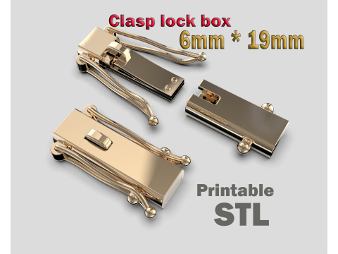 Jewelry CLASP Lock box for necklace 6mm STL ready to Print Modello di stampa 3D