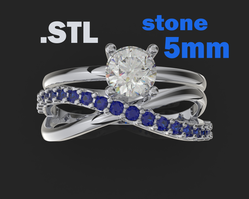 Pierścionek zaręczynowy nieskończoność KAMIEŃ 05ct - plik do druku Model do druku 3D .c4d .max .obj .3ds .fbx .stl .blend