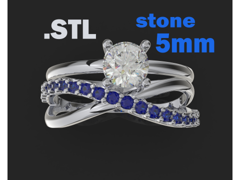 Engagement infiny ring STONE 05ct -printing file 3D Baskı Modeli