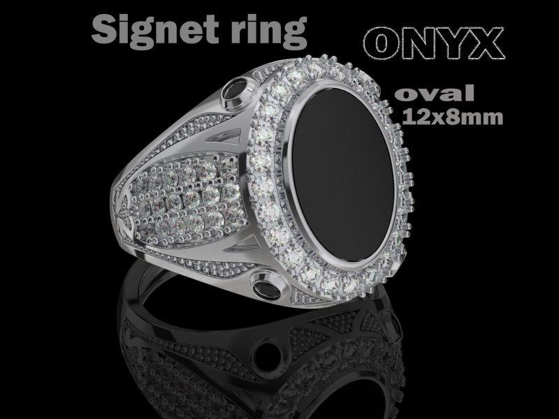 Cincin Meterai Pria Perhiasan dengan ONYX - STL yang dapat dicetak Model Cetak 3D .c4d .max .obj .3ds .fbx .stl .blend 