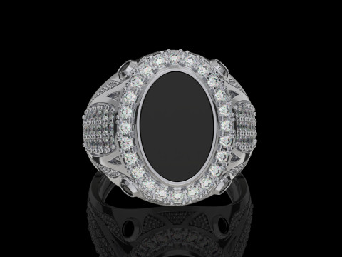 Cincin Meterai Pria Perhiasan dengan ONYX - STL yang dapat dicetak Model Cetak 3D