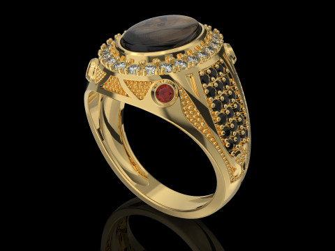 Cincin Meterai Pria Perhiasan dengan ONYX - STL yang dapat dicetak Model Cetak 3D