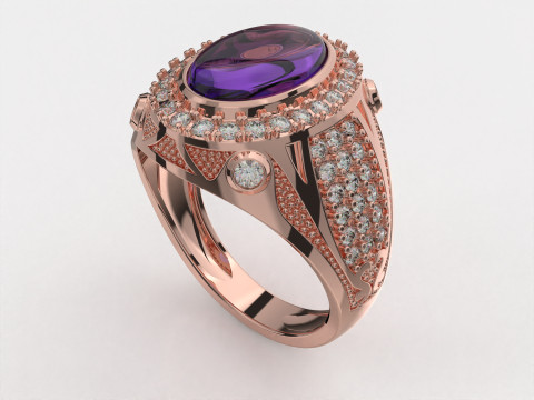 Cincin Meterai Pria Perhiasan dengan ONYX - STL yang dapat dicetak Model Cetak 3D