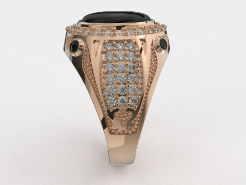 Cincin Meterai Pria Perhiasan dengan ONYX - STL yang dapat dicetak Model Cetak 3D