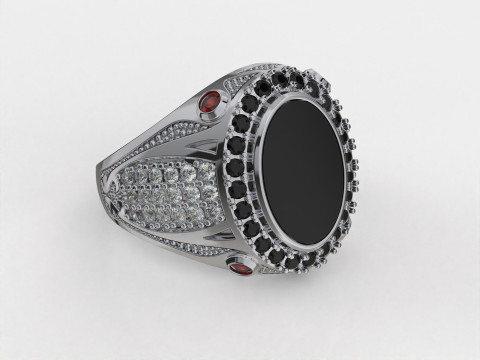 Cincin Meterai Pria Perhiasan dengan ONYX - STL yang dapat dicetak Model Cetak 3D