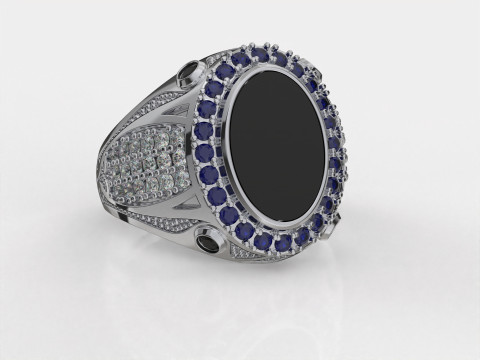 Cincin Meterai Pria Perhiasan dengan ONYX - STL yang dapat dicetak Model Cetak 3D